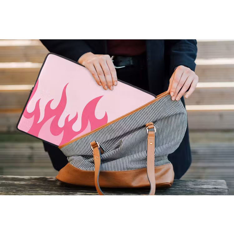 Vlammen - Patroon - Abstract - Modern - Roze laptophoes neopreen klein -tas
