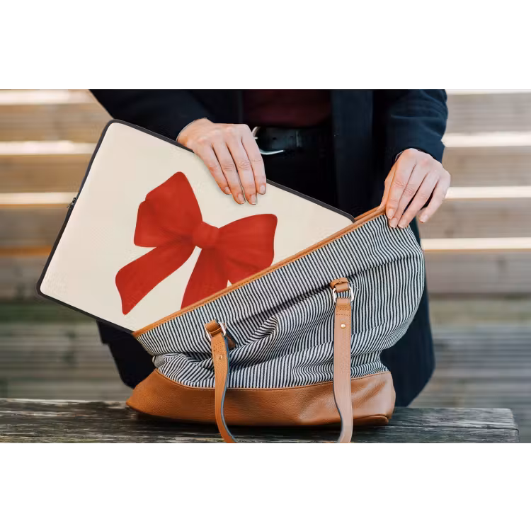 Strik - Symmetrisch - Rood - Lint laptophoes neopreen klein -tas