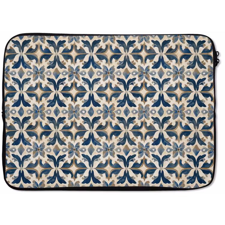 Tegel - Patroon - Blauw - Beige laptophoes neopreen klein 279 -zkaufland3dotto