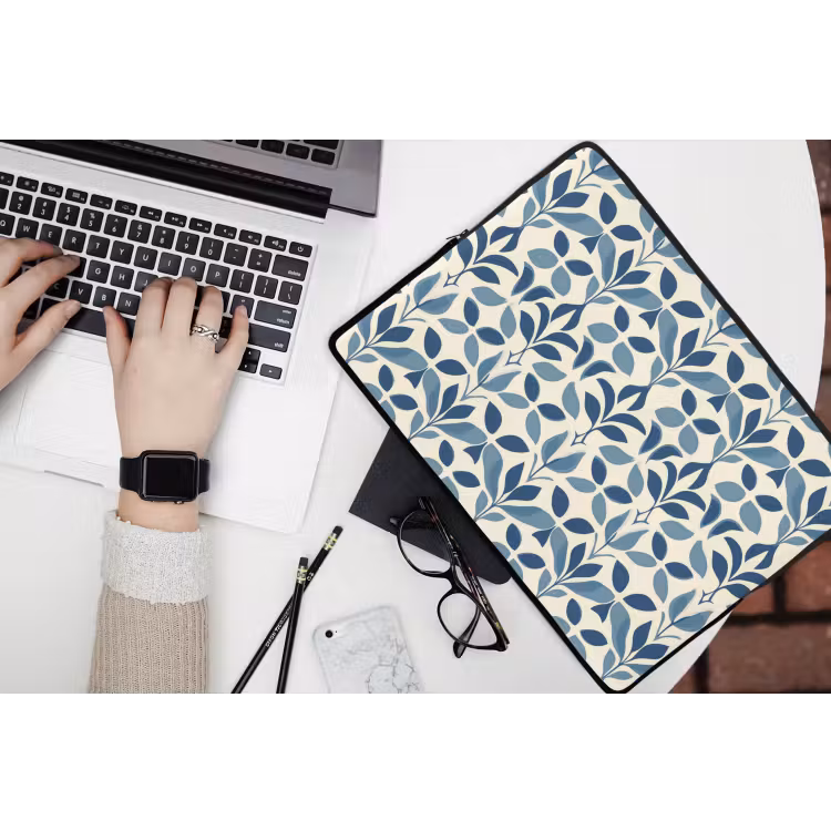 Flora - Modern - Blauw laptophoes neopreen klein 279 -bureau