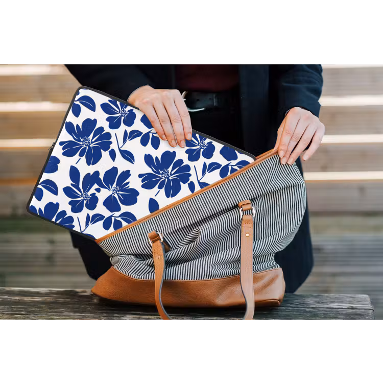 Floraal - Modern - Blauw laptophoes neopreen klein 279 -tas