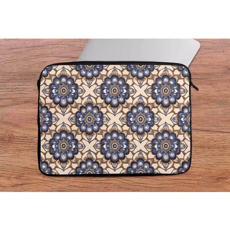Floraal - Ornament - Blauw laptophoes neopreen klein 279 -tafel
