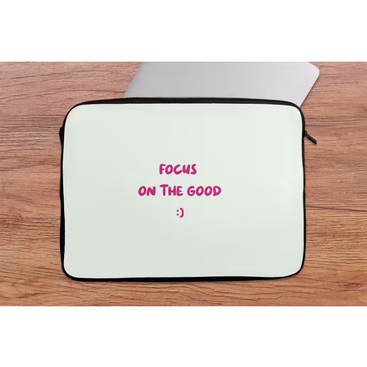 Focus - Beige - Roze - Smiley laptophoes neopreen klein -tafel