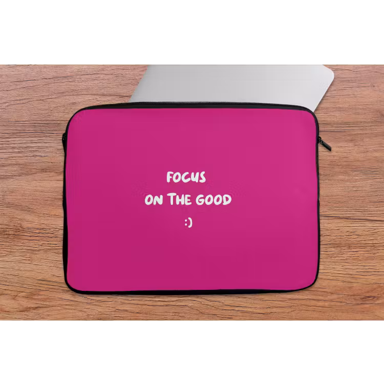 Focus - Smiley - Roze laptophoes neopreen klein -tafel