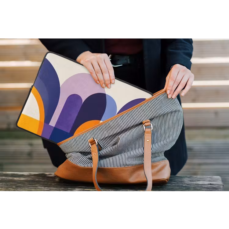 Vormen - Abstract - Grafisch - Oranje laptophoes neopreen klein -tas