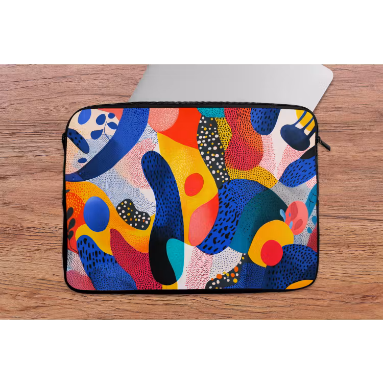 Vormen - Abstract - Stippels - Blauw laptophoes neopreen klein -tafel