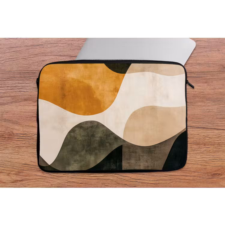 Vormen - Okergeel - Abstract laptophoes neopreen klein -tafel