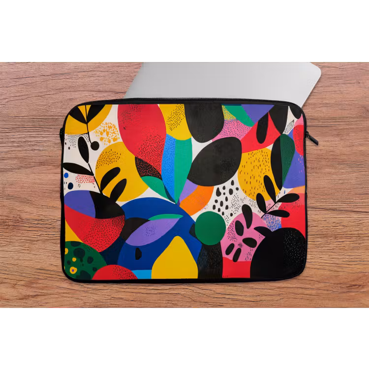 Vormen - Stippen - Kleurrijk laptophoes neopreen klein -tafel