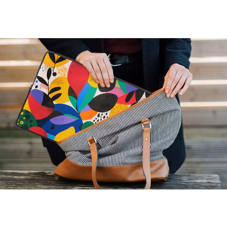 Vormen - Stippen - Kleurrijk laptophoes neopreen klein -tas