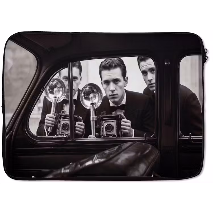 Fotograaf - Camera - Vintage - Journalistiek - Zwart-wit laptophoes neopreen klein -zkaufland3dotto