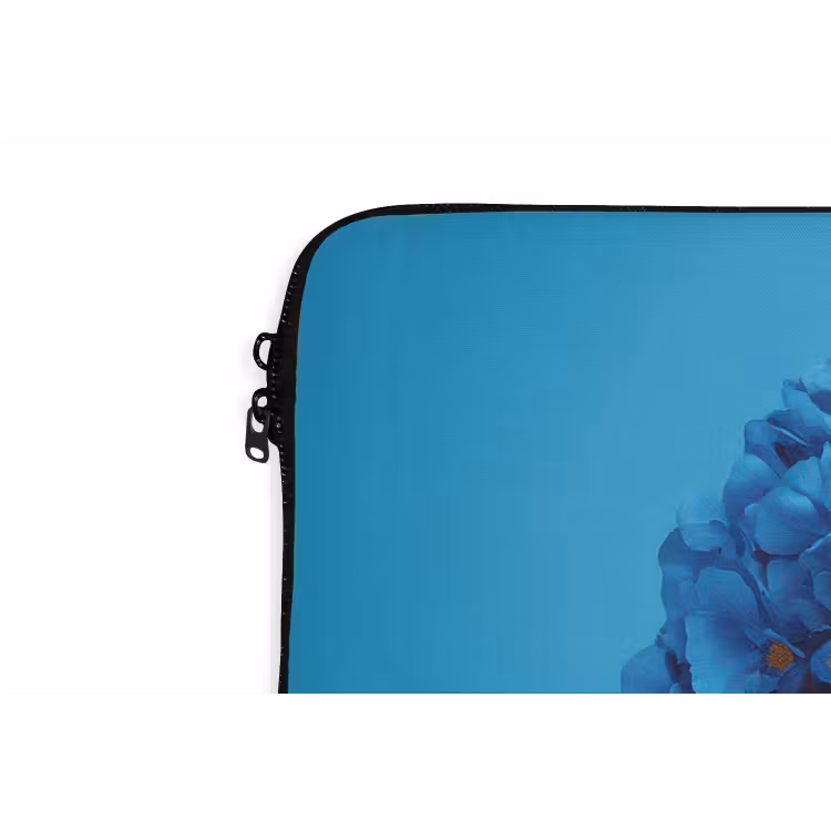 Vrouw - Bloem - Blauw - Modern - Bril - Portret laptophoes neopreen klein -detail