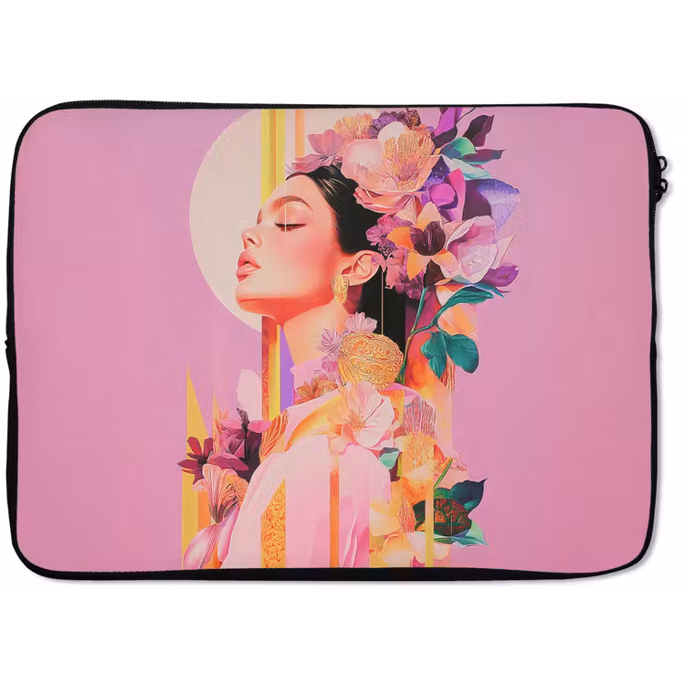 Vrouw - Bloemen - Paars - Abstract laptophoes neopreen klein -zkaufland3dotto