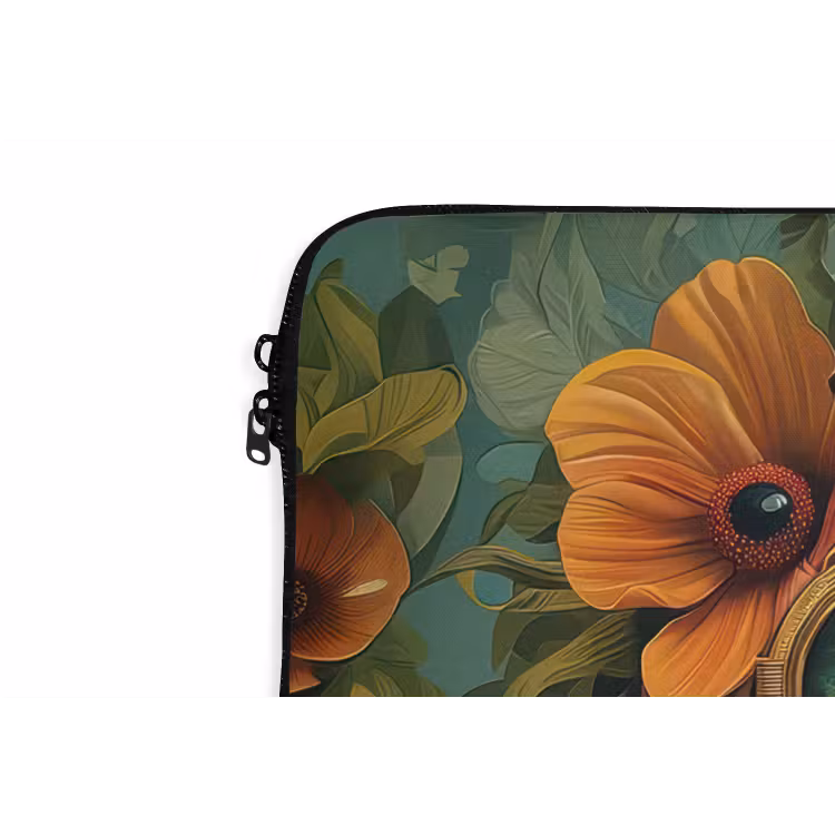 Vrouw - Bloemen - Vlinders - Natuur - Vintage laptophoes neopreen klein -detail