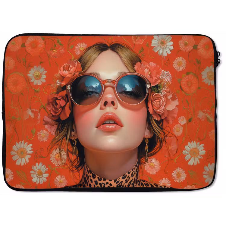 Vrouw - Kleurrijk - Dierenprint - Bloemen laptophoes neopreen klein -zkaufland3dotto