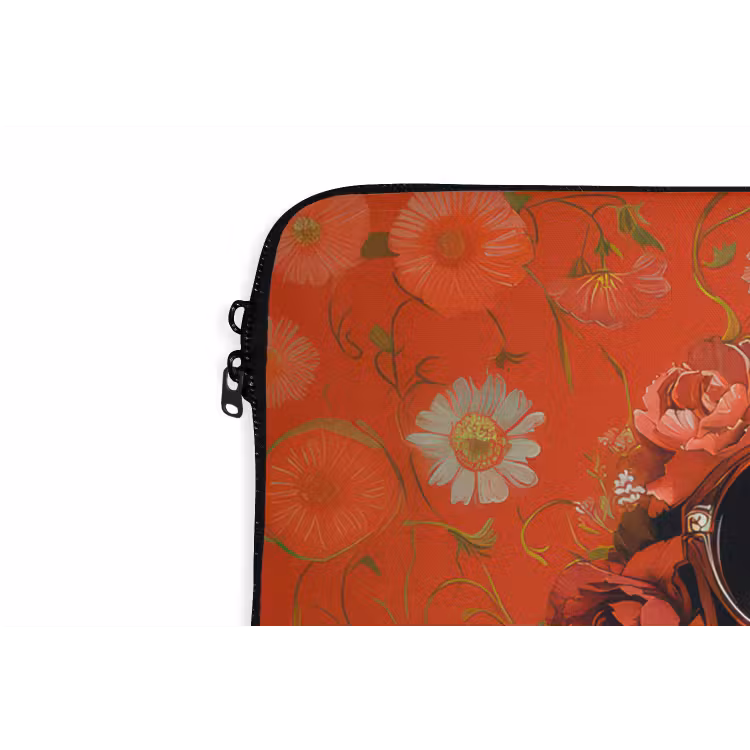 Vrouw - Kleurrijk - Dierenprint - Bloemen laptophoes neopreen klein -detail
