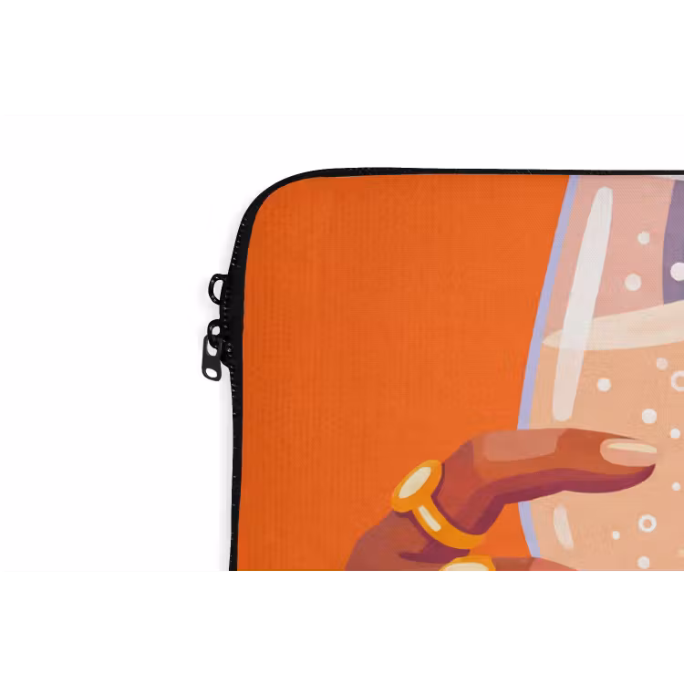 Vrouw - Champagne - Feest - Modern - Oranje laptophoes neopreen klein -detail