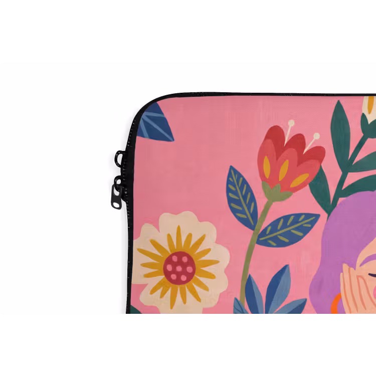 Vrouw - Cocktail - Bloemen - Modern - Roze laptophoes neopreen klein -detail
