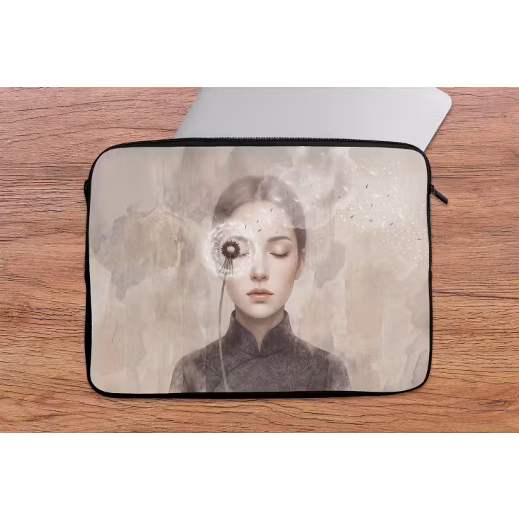 Vrouw - Sereen - Grijs laptophoes neopreen klein -tafel