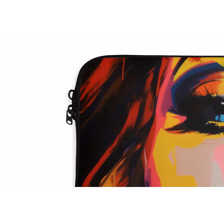 Vrouw - Gezicht - Kleurrijk laptophoes neopreen klein -detail