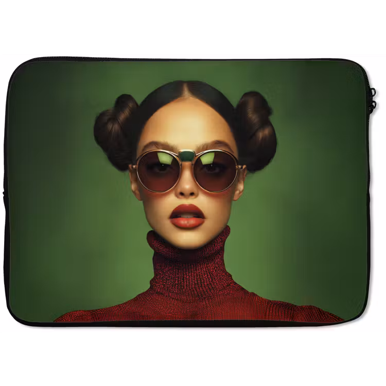 Vrouw - Groen - Bril - Aesthetic - Modern laptophoes neopreen klein -zkaufland3dotto
