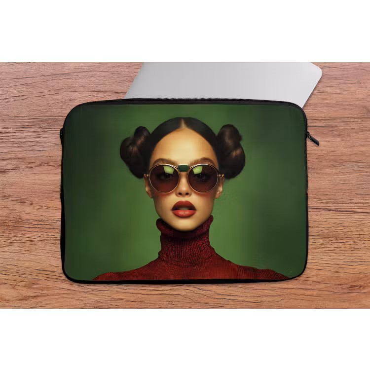 Vrouw - Groen - Bril - Aesthetic - Modern laptophoes neopreen klein -tafel