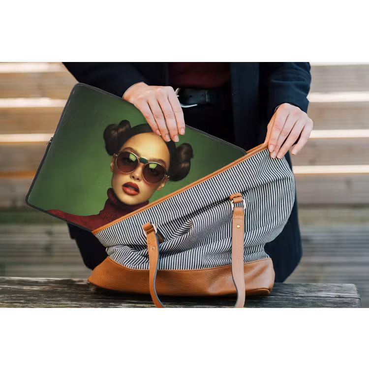 Vrouw - Groen - Bril - Aesthetic - Modern laptophoes neopreen klein -tas