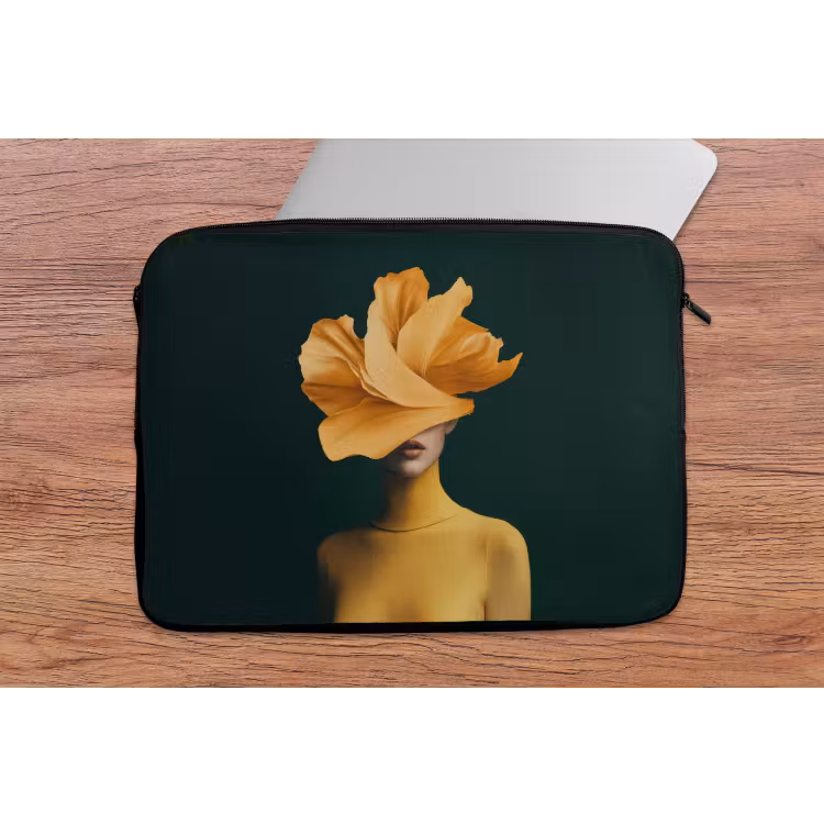 Vrouw - Hoed - Geel laptophoes neopreen klein -tafel