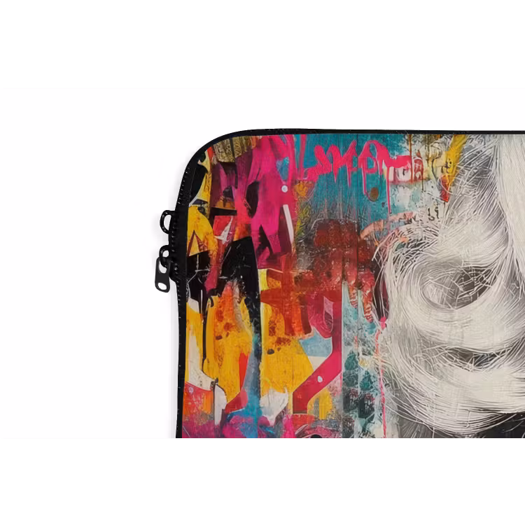 Vrouw - Kauwgom - Graffiti - Neonkleuren laptophoes neopreen klein -detail