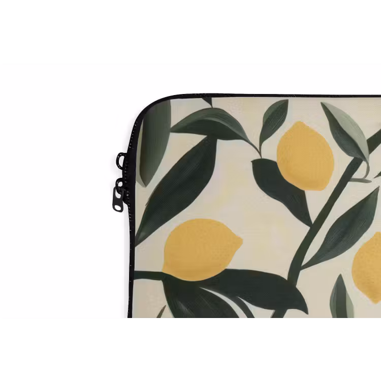 Vrouw - Mand - Citroenen - Bladeren laptophoes neopreen klein -detail