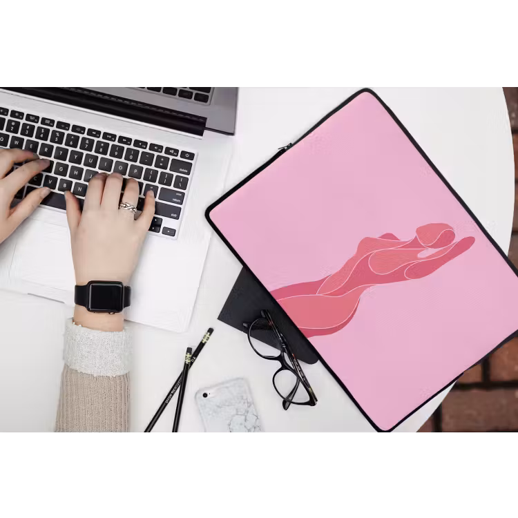 Vrouw - Lichaam - Abstract - Roze laptophoes neopreen klein -bureau