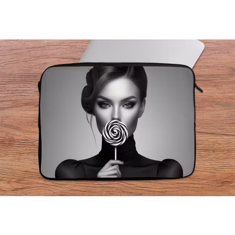Vrouw - Lolly - Zwart laptophoes neopreen klein -tafel