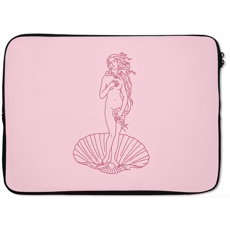 Vrouw - Schelp - Kunst - Lijntekening - Roze laptophoes neopreen klein -zkaufland3dotto