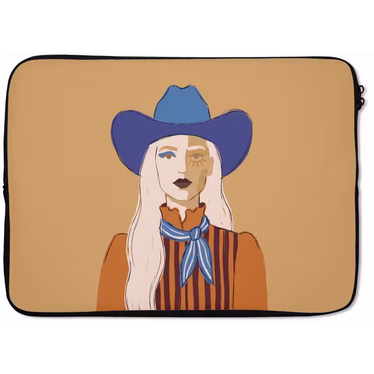 Vrouw - Portret - Abstract - Kleurrijk - Modern laptophoes neopreen klein -zkaufland3dotto
