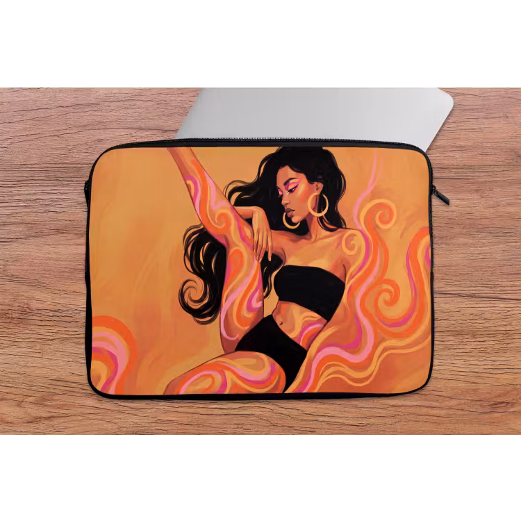 Vrouw - Portret - Abstract - Modern - Kleurrijk laptophoes neopreen klein -tafel