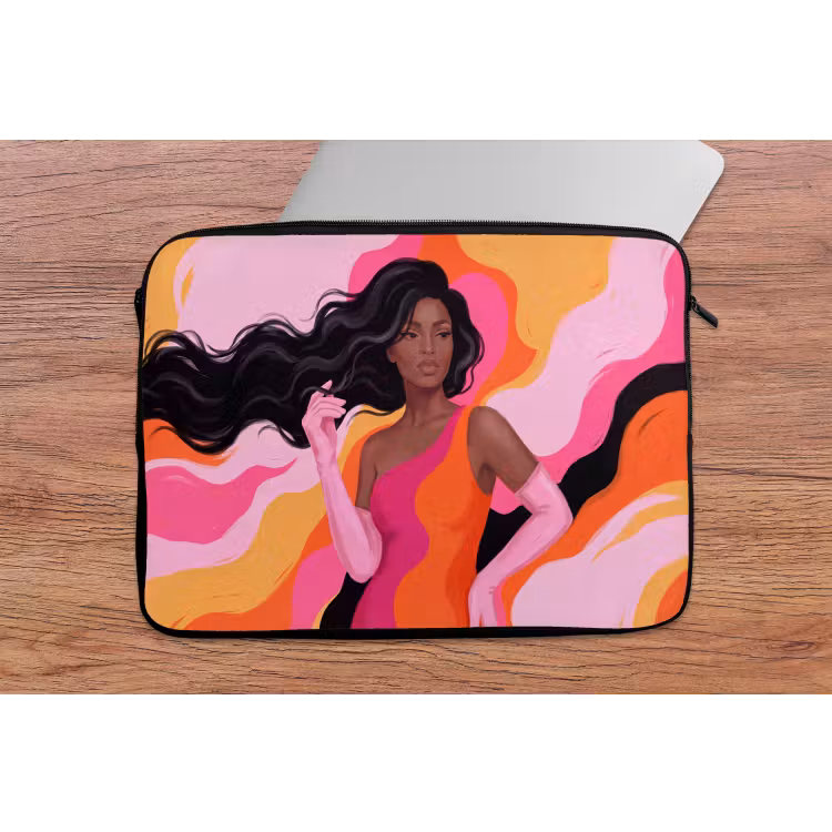Vrouw - Portret - Kleurrijk - Modern - Kunst laptophoes neopreen klein -tafel