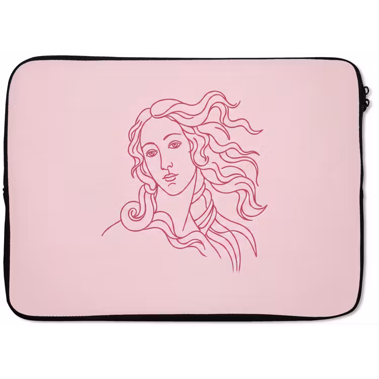 Vrouw - Portret - Klassiek - Line-art - Roze laptophoes neopreen klein -zkaufland3dotto