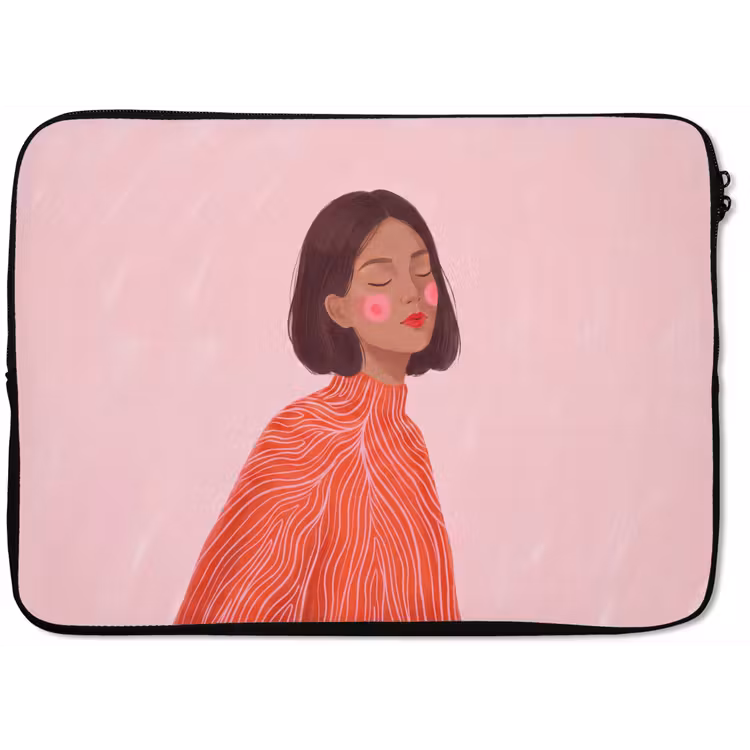 Vrouw - Portret - Modern - Kunst - Roze laptophoes neopreen klein -zkaufland3dotto
