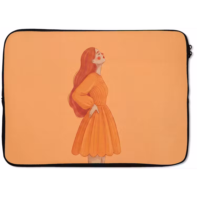 Vrouw - Profiel - Mensen - Modern - Oranje laptophoes neopreen klein -zkaufland3dotto