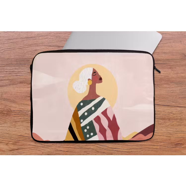 Vrouw - Zon - Kleurrijk laptophoes neopreen klein -tafel