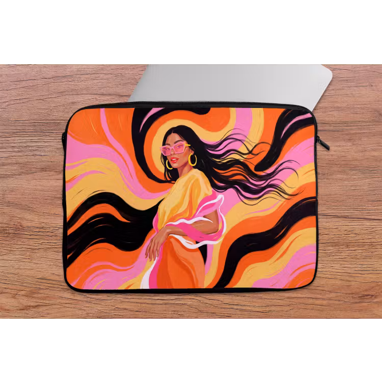 Vrouw - Zonnebril - Abstract - Kleurrijk laptophoes neopreen klein -tafel