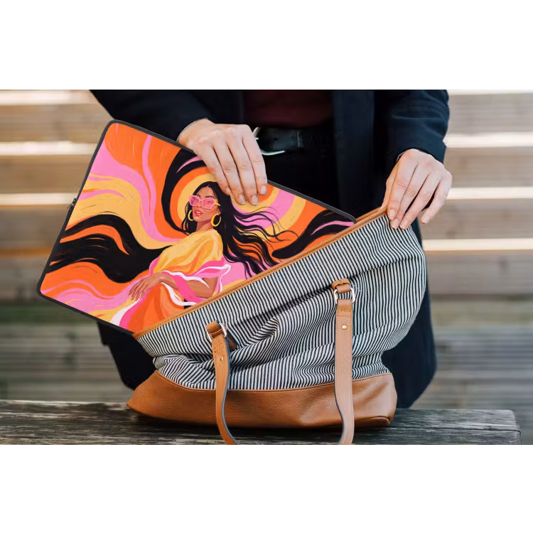Vrouw - Zonnebril - Abstract - Kleurrijk laptophoes neopreen klein -tas