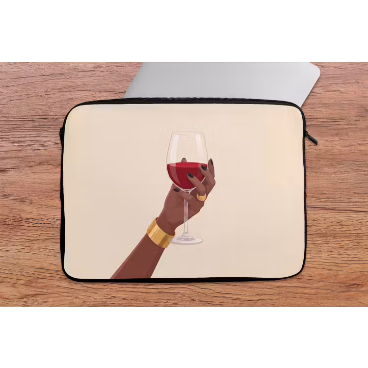 Vrouw - Wijn - Glas - Illustratie - Rood laptophoes neopreen klein -tafel