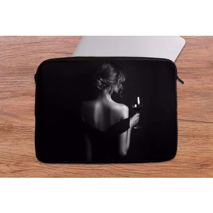 Vrouw - Wijn - Jurk laptophoes neopreen klein -tafel
