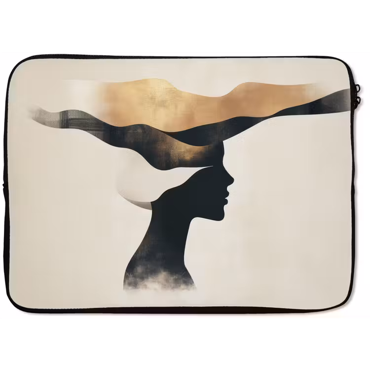 Vrouw - Golven - Zwart laptophoes neopreen klein -zkaufland3dotto
