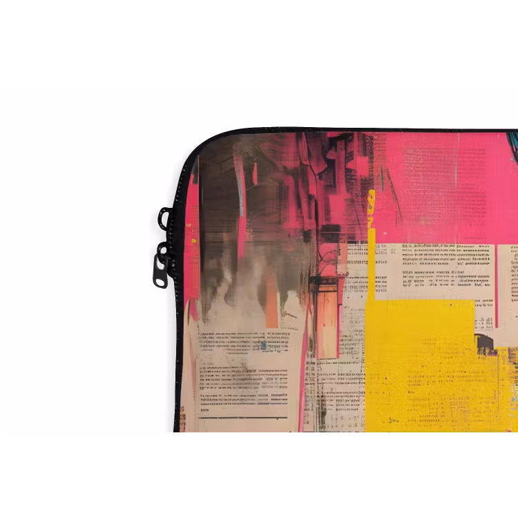 Vrouwengezicht - Krantenpapier - Abstract - Roze laptophoes neopreen klein -detail