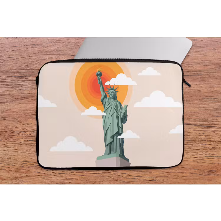 Vrijheidsbeeld - New York - Zon - Modern laptophoes neopreen klein -tafel