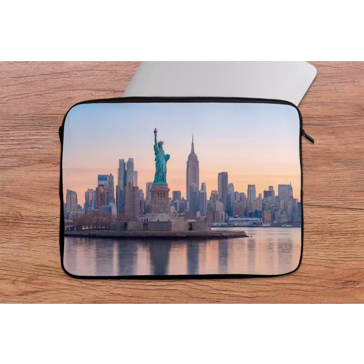 Vrijheidsbeeld - New York - Zonsopgang - Stad - Architectuur laptophoes neopreen klein -tafel