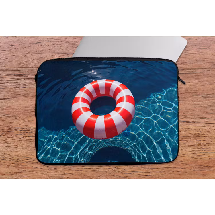 Recreatie - Water - Zomer - Rood - Wit laptophoes neopreen klein -tafel