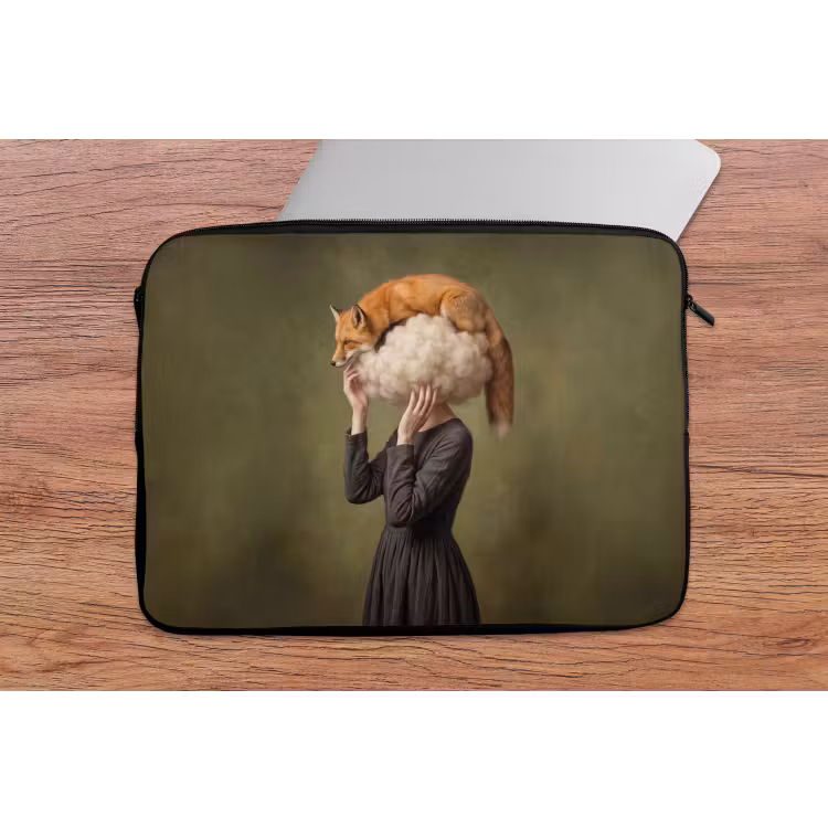 Vos - Surrealistisch - Groen laptophoes neopreen klein -tafel