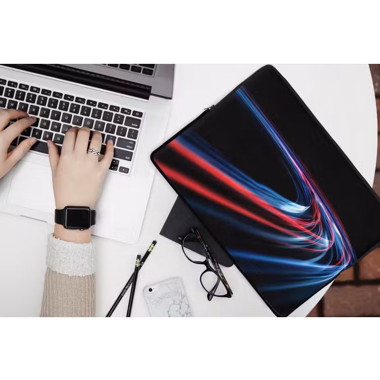 Gaming - Lichtbanen - Golvend - Rood laptophoes neopreen klein -bureau